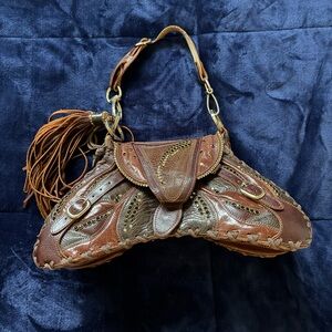 Bracher Emden London Bag Brown Leather Women's Bag with Tassel